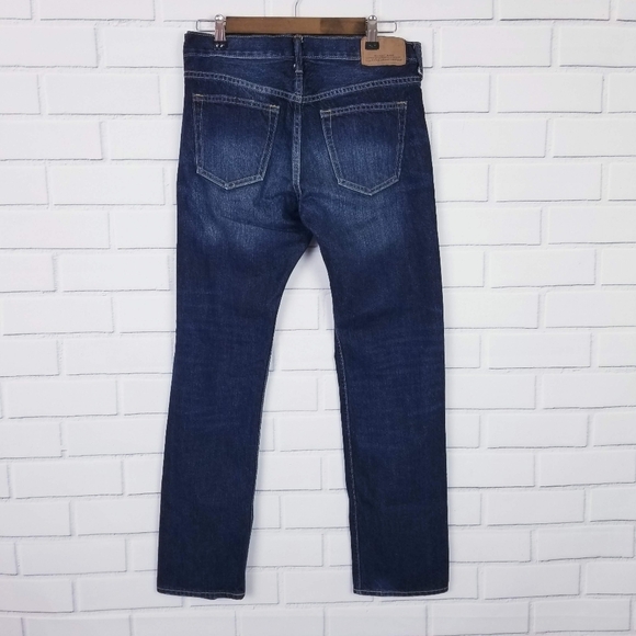 Old Navy Mens Slim Boot Jean Size 30x30 Dark Wash Distressed Blue Denim Pants - Picture 2 of 8